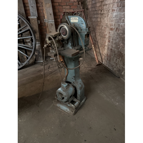 131 - A VINTAGE JONES AND SHIPMAN LTD PEDESTAL GRINDSTONE WHEEL, SOLD FOR SPARES AND REPAIRS
