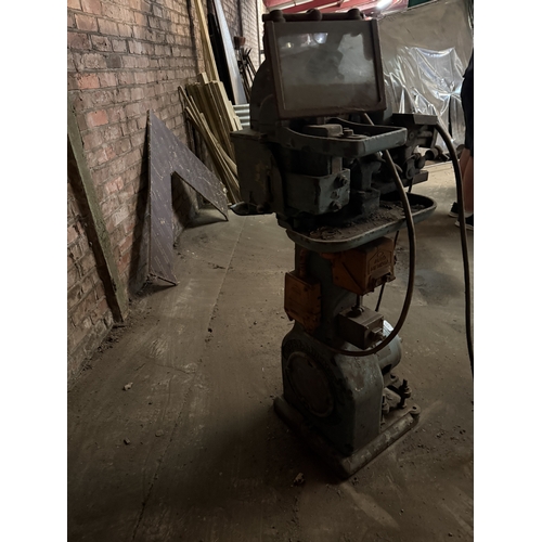 131 - A VINTAGE JONES AND SHIPMAN LTD PEDESTAL GRINDSTONE WHEEL, SOLD FOR SPARES AND REPAIRS