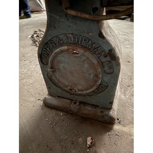 131 - A VINTAGE JONES AND SHIPMAN LTD PEDESTAL GRINDSTONE WHEEL, SOLD FOR SPARES AND REPAIRS