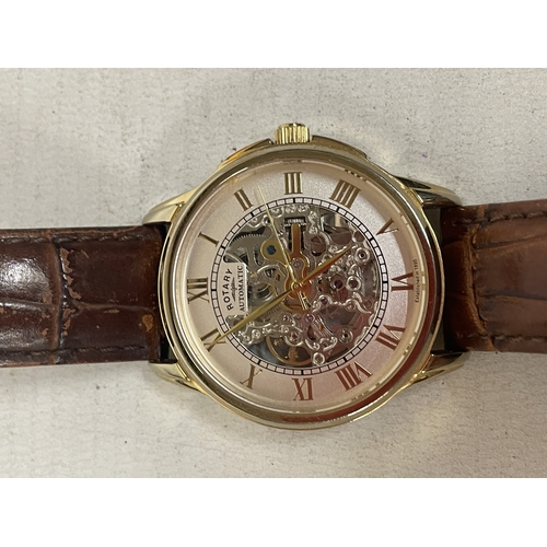 306 - A GENTLEMAN'S ROTARY AUTOMATIC SKELETON WRISTWATCH. WORKING AT TIME OF CATALOGING. FROM A DECEASED'S... 