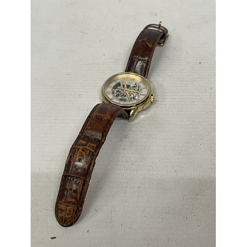 306 - A GENTLEMAN'S ROTARY AUTOMATIC SKELETON WRISTWATCH. WORKING AT TIME OF CATALOGING. FROM A DECEASED'S... 