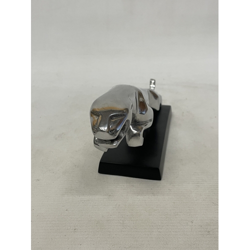 37 - A CHROME JAGUAR CAR MASCOT ON BASE