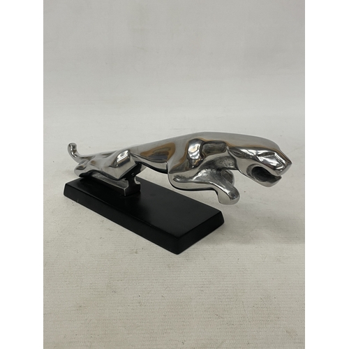37 - A CHROME JAGUAR CAR MASCOT ON BASE