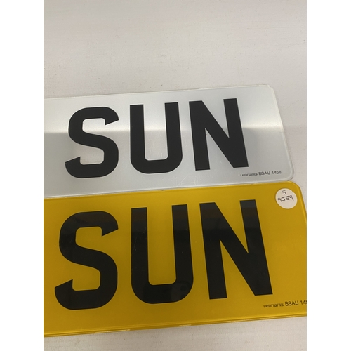 45A - TWO PRIVATE NUMBER PLATES ON RETENTION - SS66 SUN