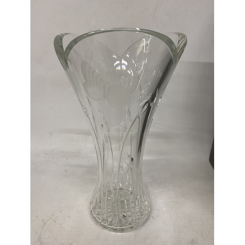 50 - A BOXED WATERFORD CRYSTAL BUTTERFLY VASE FROM THE DESIGNER'S GALLERY COLLECTION DESIGNED BY DAVID BO... 