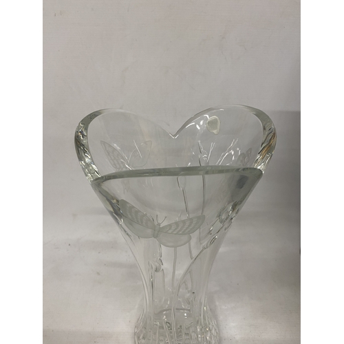 50 - A BOXED WATERFORD CRYSTAL BUTTERFLY VASE FROM THE DESIGNER'S GALLERY COLLECTION DESIGNED BY DAVID BO... 