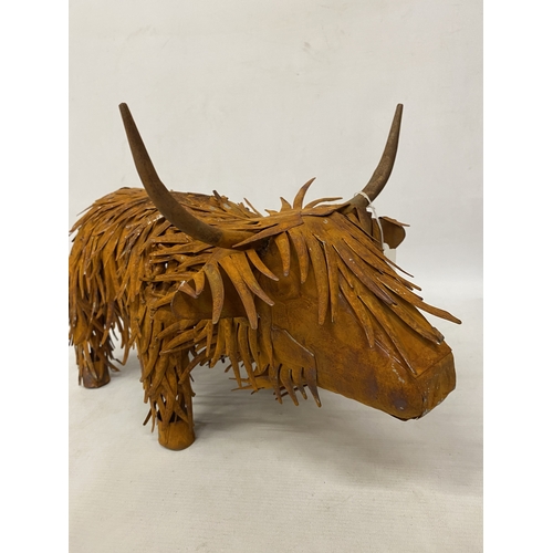 62 - A METAL HIGHLAND COW SCULPTURE