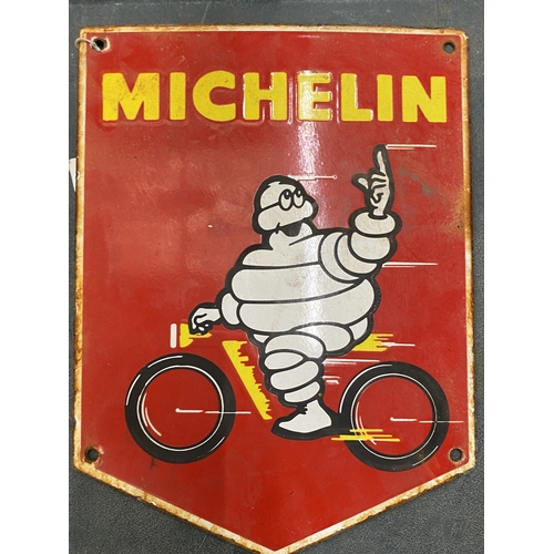 77 - AN ENAMEL MICHELIN SIGN - 30.5 X 23 CM