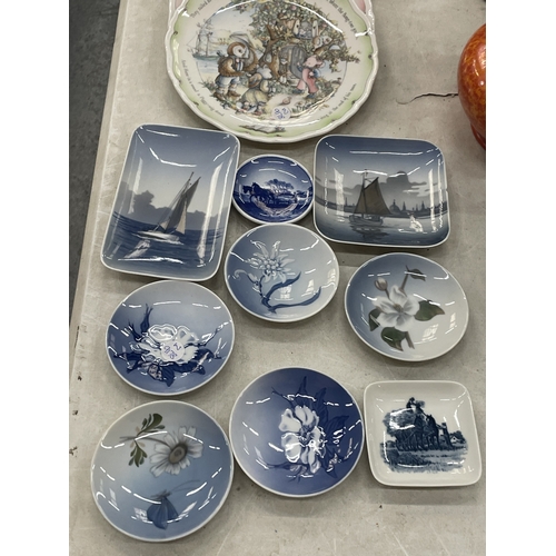 138 - A COLLECTION OF NINE ROYAL COPENHAGEN PIN TRAYS PLUS THREE ROYAL DOULTON 'THE OWL AND THE PUSSYCAT' ... 