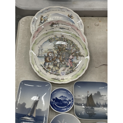 138 - A COLLECTION OF NINE ROYAL COPENHAGEN PIN TRAYS PLUS THREE ROYAL DOULTON 'THE OWL AND THE PUSSYCAT' ... 