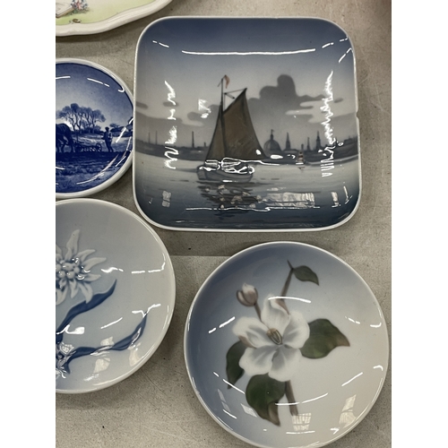 138 - A COLLECTION OF NINE ROYAL COPENHAGEN PIN TRAYS PLUS THREE ROYAL DOULTON 'THE OWL AND THE PUSSYCAT' ... 