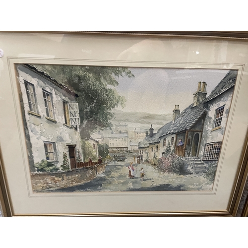 150A - A SIGNED ERIC THOMPSON (LISTED ARTIST), WATERCOLOUR 'BODMIN FERRY', 1898 - FRAMED, 57CM X 73CM