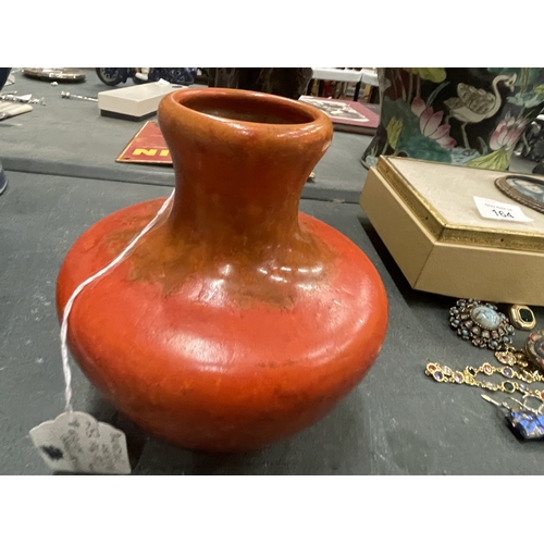 169 - A PILKINGTON'S 1914 -1923 ROYAL LANCASTRIAN URANIUM ORANGE VASE, HEIGHT 14CM