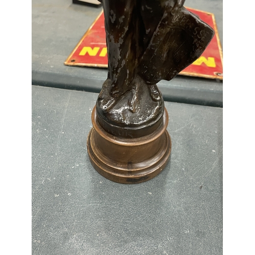 170 - A SPELTER FIGURE OF A PAPER BOY, HEIGHT APPROX 25CM
