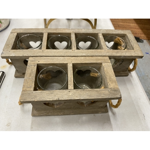 175 - SIX TEALIGHTS IN WOODEN HOLDERS