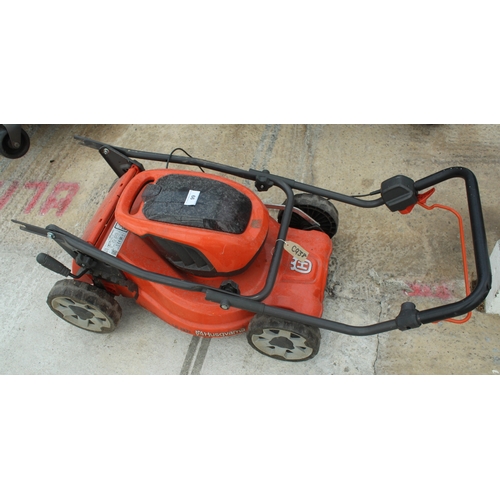 96 - A HUSQVARNA BATTERY OPERATED LAWN MOWER & HUSQVARNA HD45 HEDGE CUTTER ONE BATTERY  NO VAT