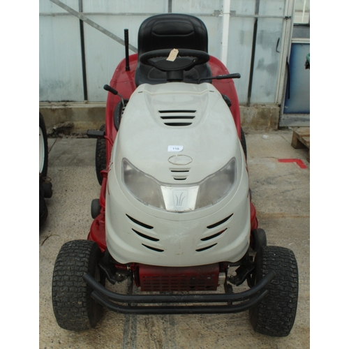 110 - A LAWNFLITE GLX92 RIDE ON MOWER, STARTS FIRST TIME IN WORKING ORDER KEY IN THE PAY OFFICE  NO VAT