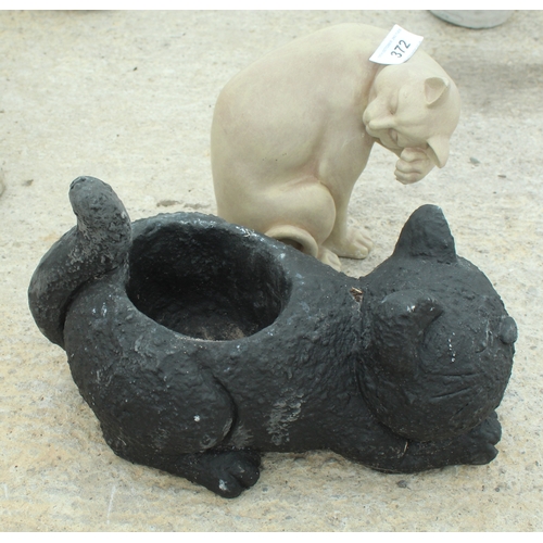 372 - A CAT PLANTER AND RESIN  CAT  NO VAT