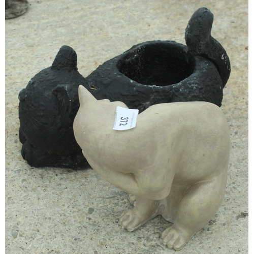 372 - A CAT PLANTER AND RESIN  CAT  NO VAT