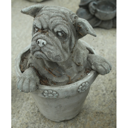 377 - A DOG PLANTER AND A BRIDGE  NO VAT