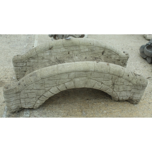 377 - A DOG PLANTER AND A BRIDGE  NO VAT