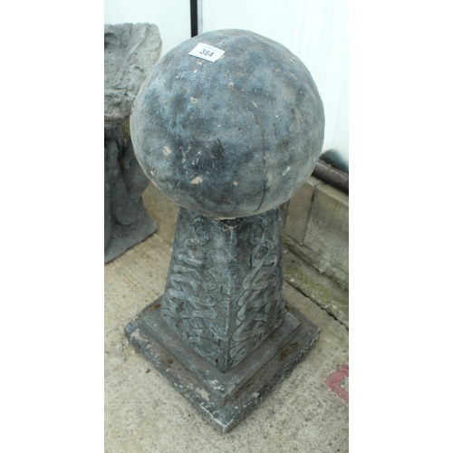 384 - A SAPPHIRE BALL AND STAND  NO VAT