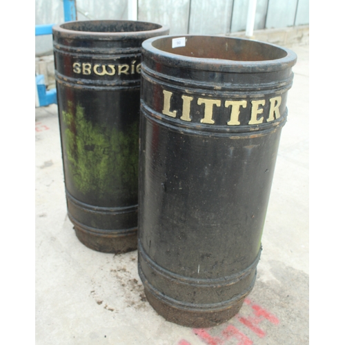 90 - 2 CAST LITTER BINS IN GOOD ORDER + VAT