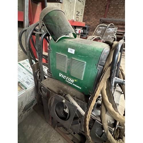 108 - A VICTOR THERMAL DYNAMICS 3 PHASE PLASMA CUTTER ON TROLLEY BASE GOOD WORKING ORDER WHILST ALL DESCRI... 