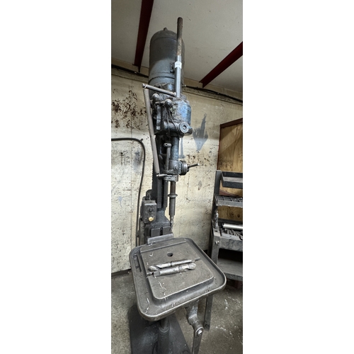 111 - A HEAVY DUTY UPRIGHT 3 PHASE POLLARD AND CO LTD CORONA METAL WORKING PILLAR DRILL WITH A LARGE SELEC... 