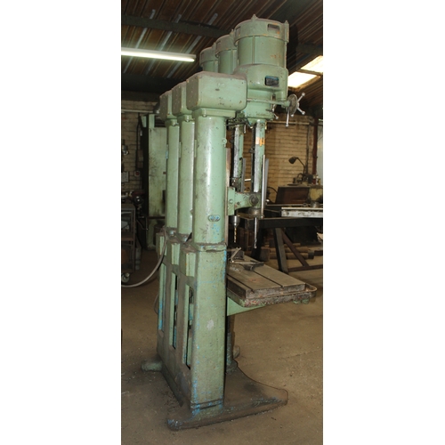 112 - A HERBERT 3 PHASE MULTI-SPINDLE GANG UPRIGHT PILLAR DRILL, GOOD WORKING ORDER WHILST ALL DESCRIPTION... 