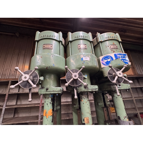112 - A HERBERT 3 PHASE MULTI-SPINDLE GANG UPRIGHT PILLAR DRILL, GOOD WORKING ORDER WHILST ALL DESCRIPTION... 