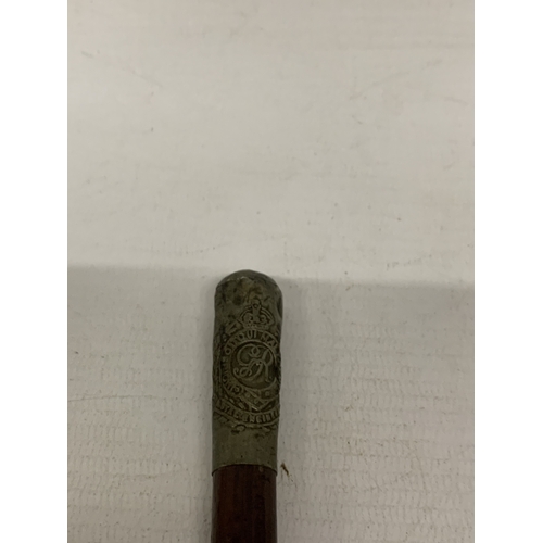 TWO SILVER TOPPED STICKS TO INCLUDE A ROYAL ENGINEERS SWAGGER STICK AND ...
