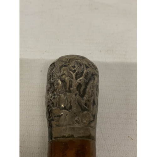 TWO SILVER TOPPED STICKS TO INCLUDE A ROYAL ENGINEERS SWAGGER STICK AND ...