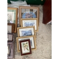 AN ASSORTMENT OF SMALL FRAMES, PRINTS AND PICTURES