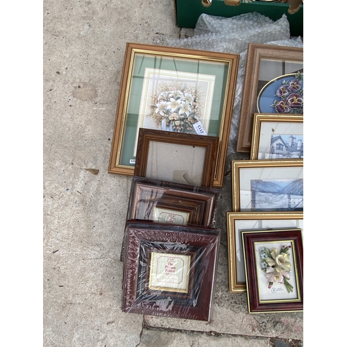 AN ASSORTMENT OF SMALL FRAMES, PRINTS AND PICTURES