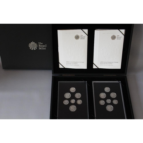 10 - A ROYAL MINT 2008 EMBLEMS OF BRITAIN AND ROYAL SHIELD OF ARMS SILVER PROOF FOURTEEN COIN SET, with C... 