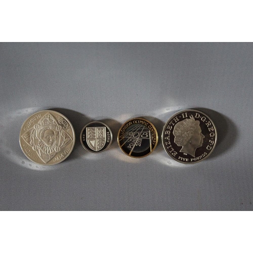 15 - A ROYAL MINT 2008 PIEDFORT SILVER PROOF FOUR COIN SET, comprising £5 (2), £2 and £1, with COA/Bookle... 