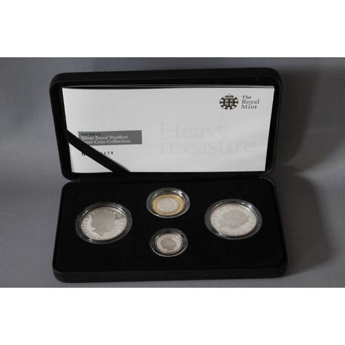 15 - A ROYAL MINT 2008 PIEDFORT SILVER PROOF FOUR COIN SET, comprising £5 (2), £2 and £1, with COA/Bookle... 