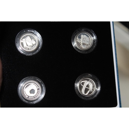 16 - A ROYAL MINT 2004 PIEDFORT SILVER PROOF £1 FOUR COIN SET, with COA/Booklet,  in original presentatio... 