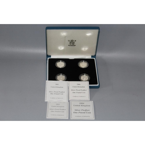 16 - A ROYAL MINT 2004 PIEDFORT SILVER PROOF £1 FOUR COIN SET, with COA/Booklet,  in original presentatio... 