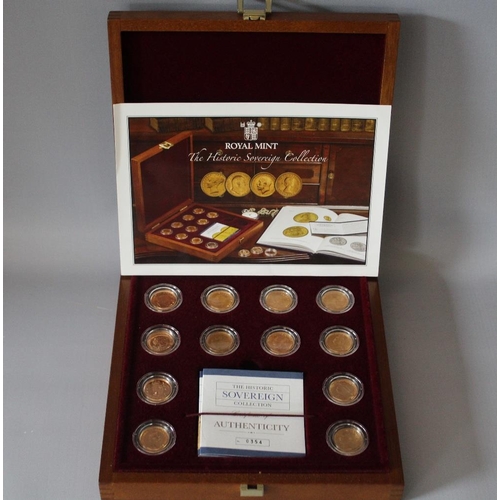 26 - A ROYAL MINT HISTORIC GOLD SOVEREIGN COLLECTION TWELVE COIN SET, comprising Queen Elizabeth II 1963,... 