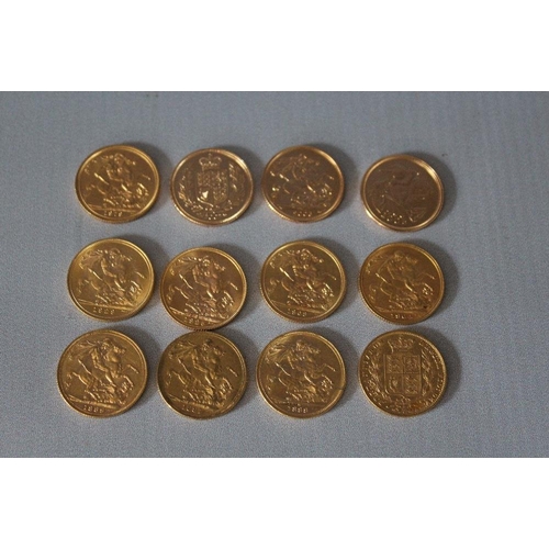 26 - A ROYAL MINT HISTORIC GOLD SOVEREIGN COLLECTION TWELVE COIN SET, comprising Queen Elizabeth II 1963,... 