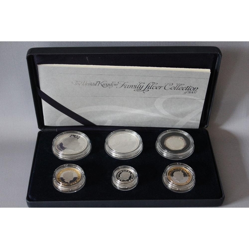 27 - A ROYAL MINT FAMILY SILVER COLLECTION SIX COIN SET, comprising silver proof £5 (2), £2 (2), £1 & 50 ... 