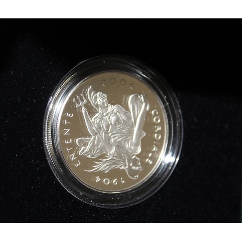 34 - A ROYAL MINT PIEDFORT SILVER PROOF CROWN '100TH ANNIVERSARY OF THE ENTENTE CORDIALE', limited editio... 