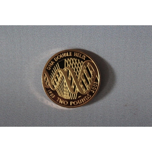 37 - A ROYAL MINT GOLD PROOF £2 COIN 'DNA DOUBLE HELIX FIFTIETH ANNIVERSARY' COIN, limited edition No 093... 