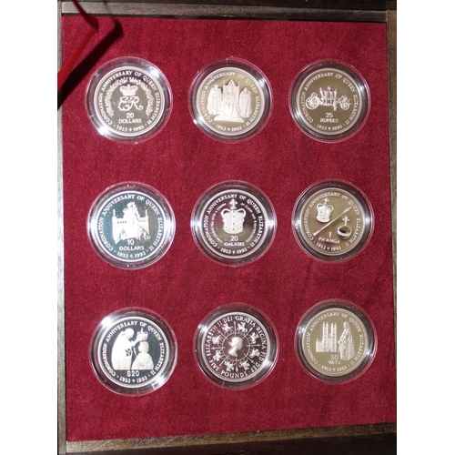 4 - A ROYAL MINT QUEEN ELIZABETH II 40TH ANNIVERSARY CORONATION SILVER PROOF CROWN COLLECTION - EIGHTEEN... 