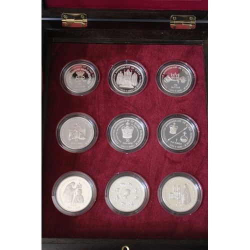 4 - A ROYAL MINT QUEEN ELIZABETH II 40TH ANNIVERSARY CORONATION SILVER PROOF CROWN COLLECTION - EIGHTEEN... 