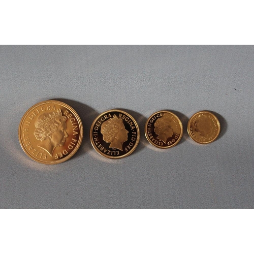 40 - A ROYAL MINT 2004 GOLD PROOF FOUR COIN SOVEREIGN SET, comprising a £5, Double Sovereign, Full Sovere... 