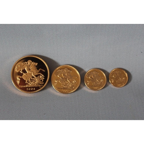 40 - A ROYAL MINT 2004 GOLD PROOF FOUR COIN SOVEREIGN SET, comprising a £5, Double Sovereign, Full Sovere... 