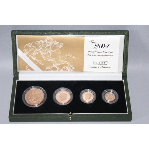 40 - A ROYAL MINT 2004 GOLD PROOF FOUR COIN SOVEREIGN SET, comprising a £5, Double Sovereign, Full Sovere... 